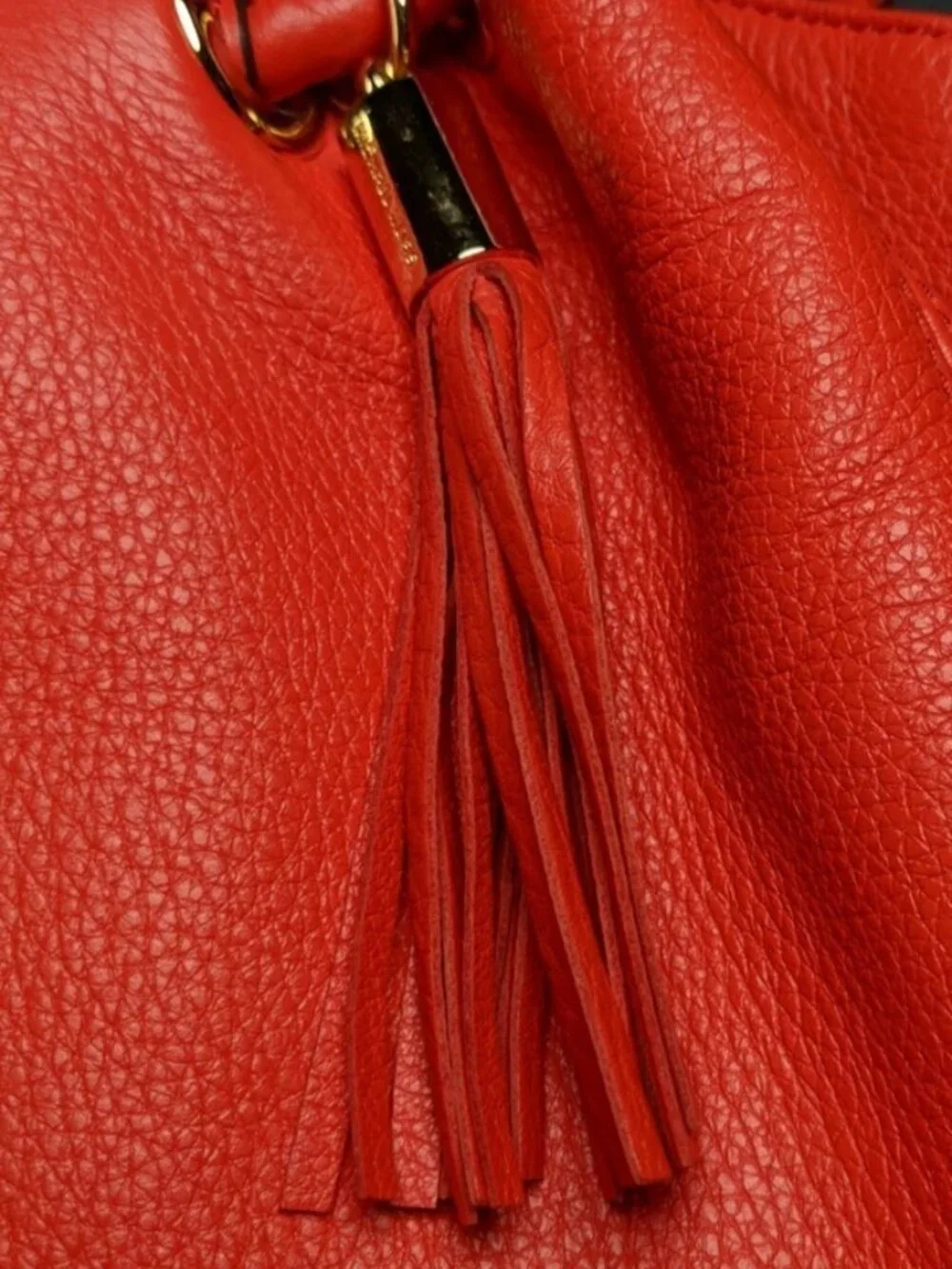 MICHAEL KORS TANGERINE LEATHER RING TOTE HOBO SHOULDER BAG SOFT LEATHER